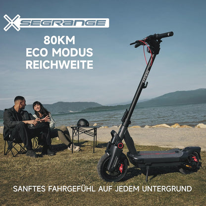 Electric Scooter with Road-Legal Certification, 80km Eco Mode Range, Dual Hydraulic Suspension, 130kg Load Capacity