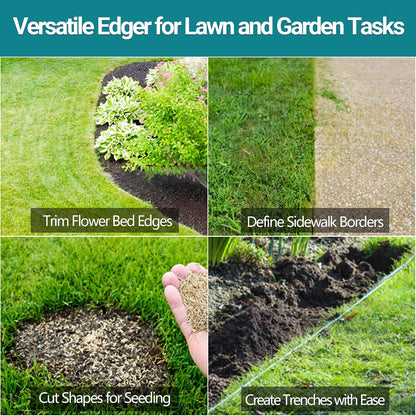 Manual Saw-Tooth Half-Moon Lawn Edger with 41-Inch Handle & Wide Footplate – Spring Steel
