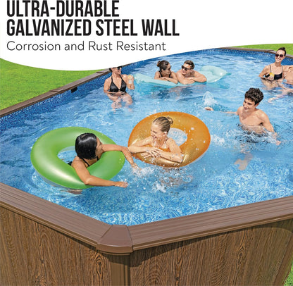 24ft Oval Above Ground Steel Wall Swimming Pool Set with Sand Filter Pump