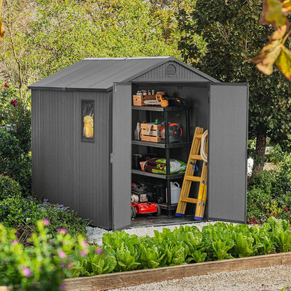 Large Outdoor Garden Storage Shed Weather Resistant Resin Double Door
