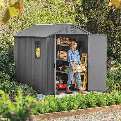 Large Outdoor Garden Storage Shed Weather Resistant Resin Double Door