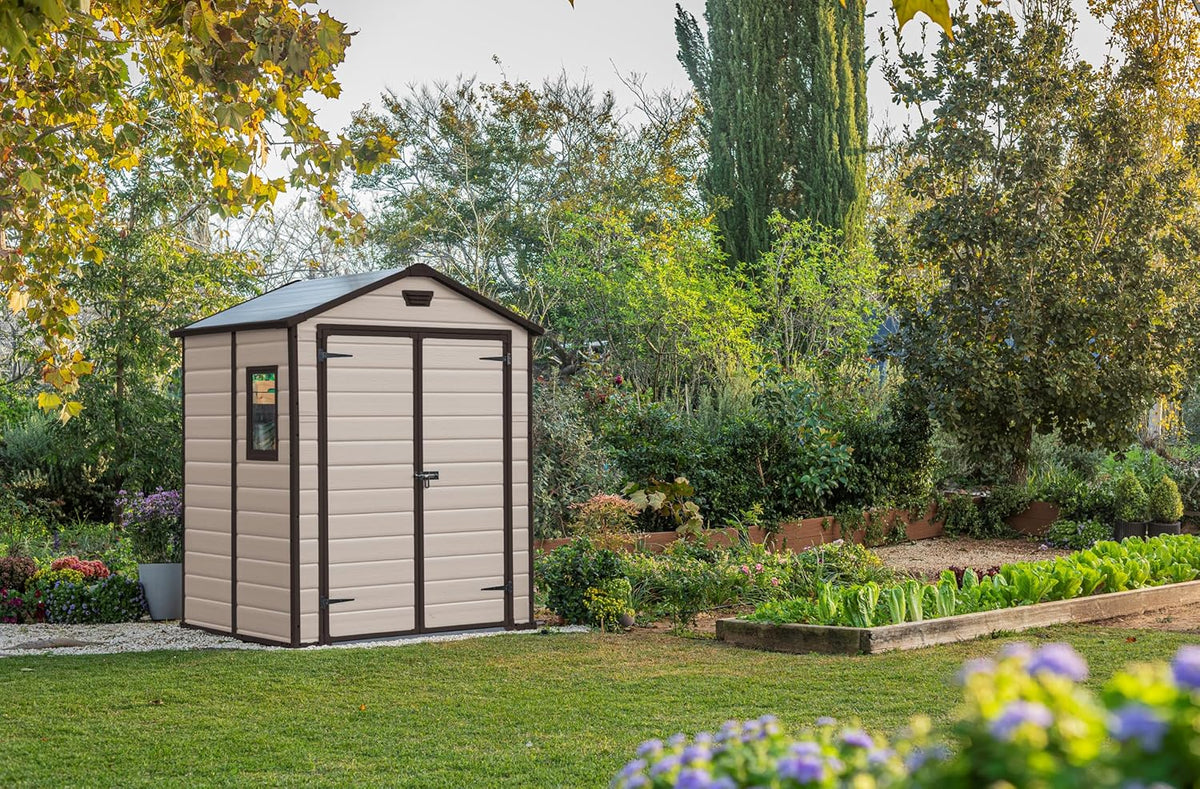 6 x 5 ft Outdoor Garden Storage Shed with Double Doors & Ventilation