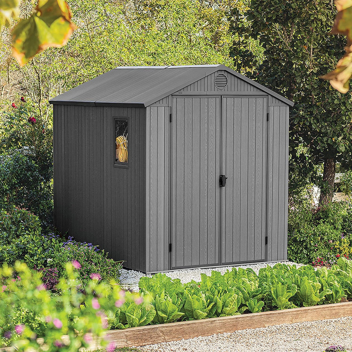 Large Outdoor Garden Storage Shed Weather Resistant Resin Double Door