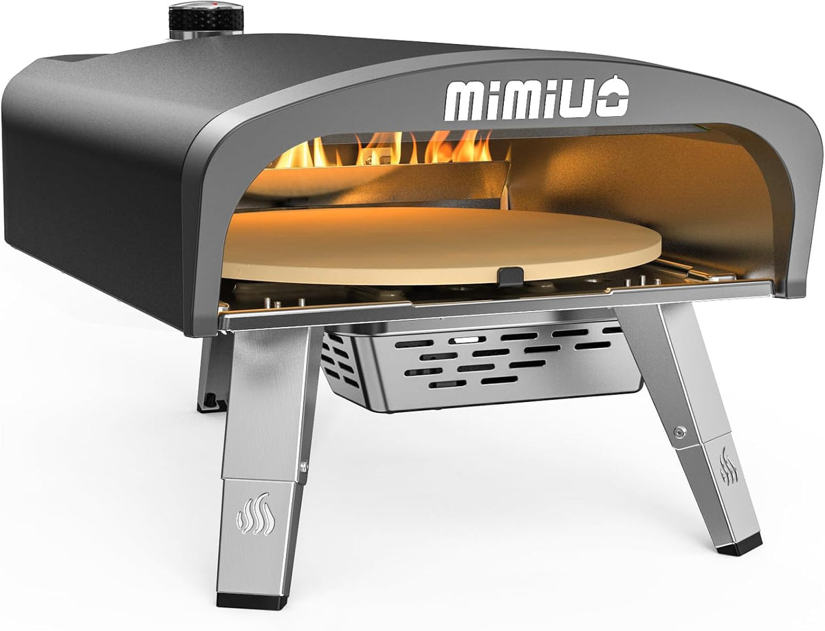 13" Gas-Fired Pizza Oven with Automatic Rotation & UK Regulator