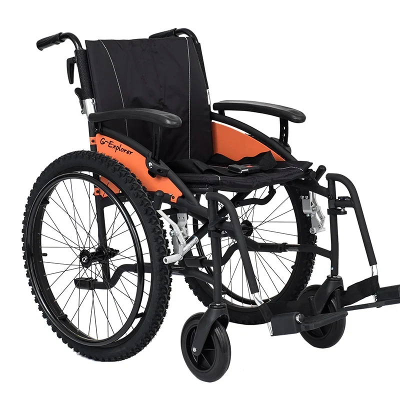 All-Terrain Folding Manual Wheelchair with 24-Inch Wheels and Adjustable Features